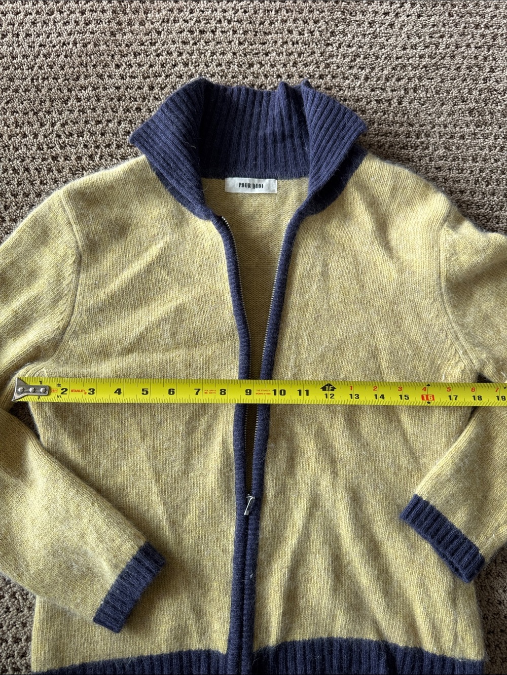 Japanese Vintage Wool Blend Zip Cardigan in Mustard with Purple Trim!๐๐๐๐ - Picture 6 of 7
